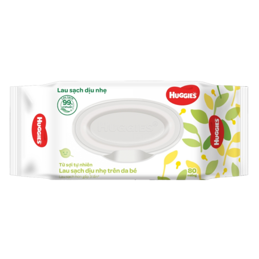 Khăn ướt Huggies Clean Care không mùi gói 80 miếng