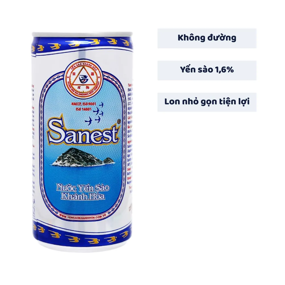 Khay 30 lon nước yến sào Khánh Hoà Sanest không đường 190ml