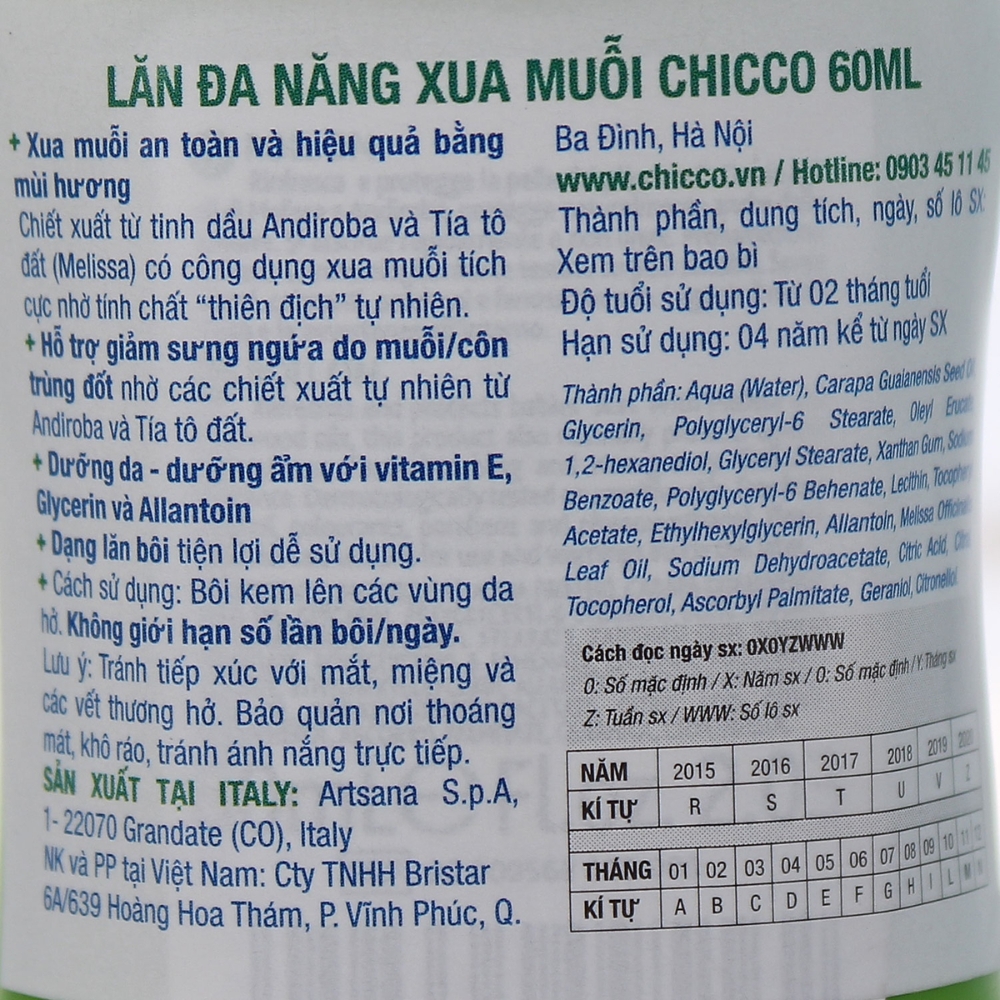 Lăn đa năng xua muỗi Chicco 60ml