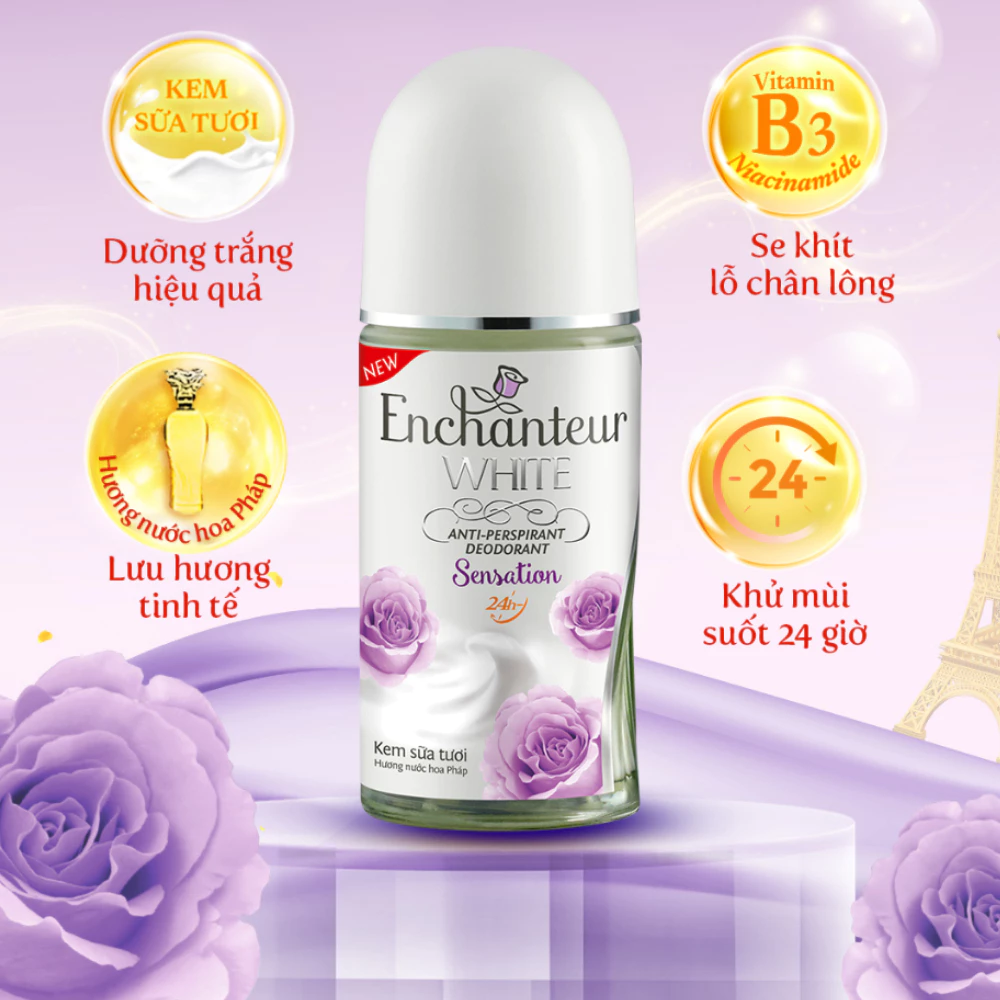 Lăn khử mùi Enchanteur sáng da Charming/Romantic/Sensation/Delightful 50ml