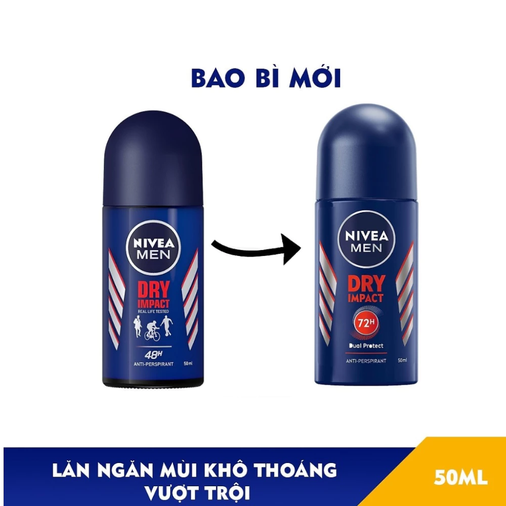 Lăn khử mùi Nivea Men khô thoáng da vượt trội 50ml