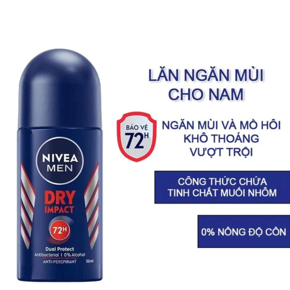 Lăn khử mùi Nivea Men khô thoáng da vượt trội 50ml