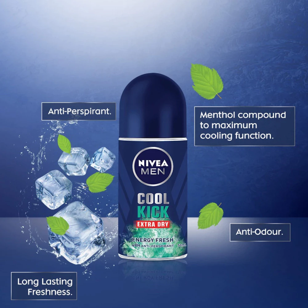 Lăn khử mùi Nivea Men mát lạnh thơm năng động/sảng khoái 50ml