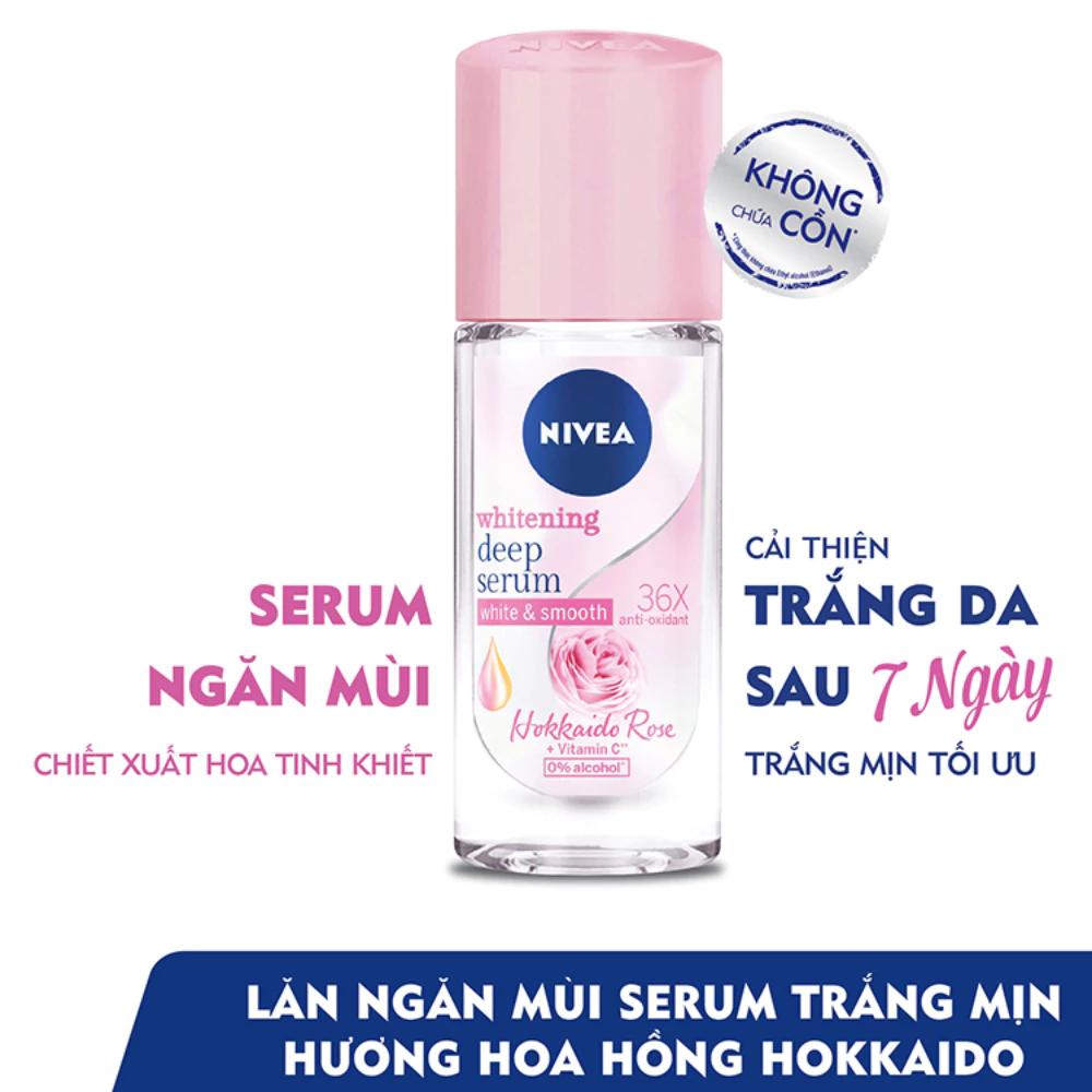 Lăn khử mùi Nivea Serum sáng mịn hương hoa hồng/Sakura 40ml