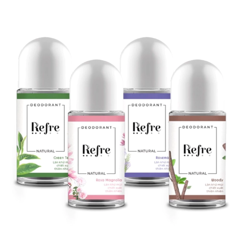 Lăn khử mùi Refre Natural hương trà xanh/Chiết xuất hương thảo/Chiết xuất hương gỗ/Hương hồng mộc lan 40ml