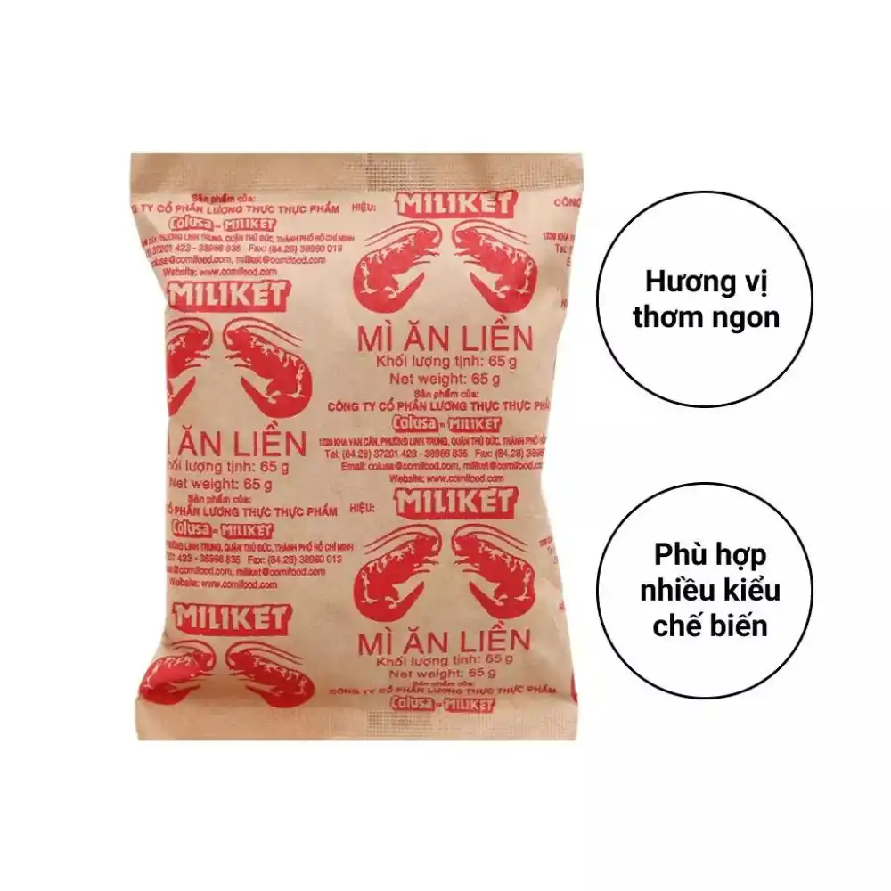 Lốc 10/30/50 gói mì tôm đặc biệt Miliket giấy vàng gói 65g