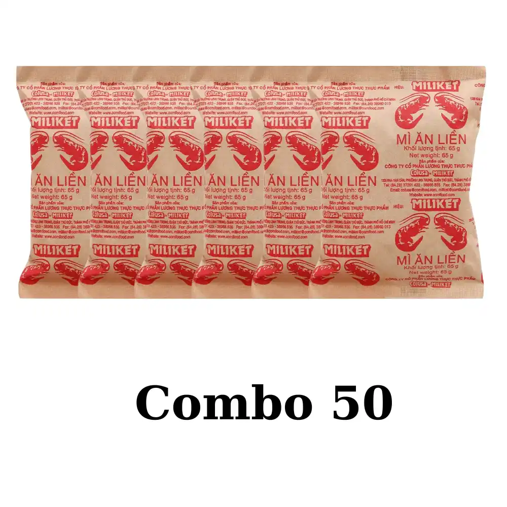 Lốc 10/30/50 gói mì tôm đặc biệt Miliket giấy vàng gói 65g