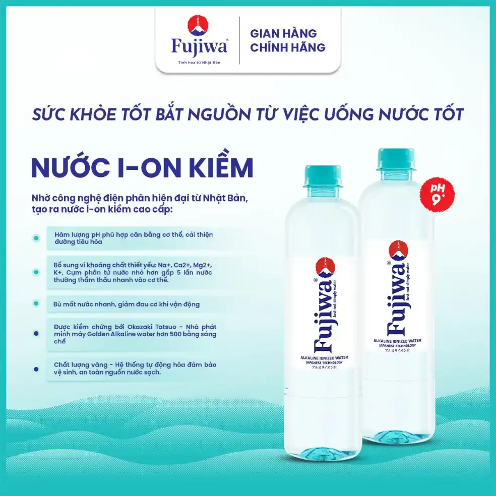 Lốc 10 chai nước ion kiềm cao cấp Fujiwa 680ml