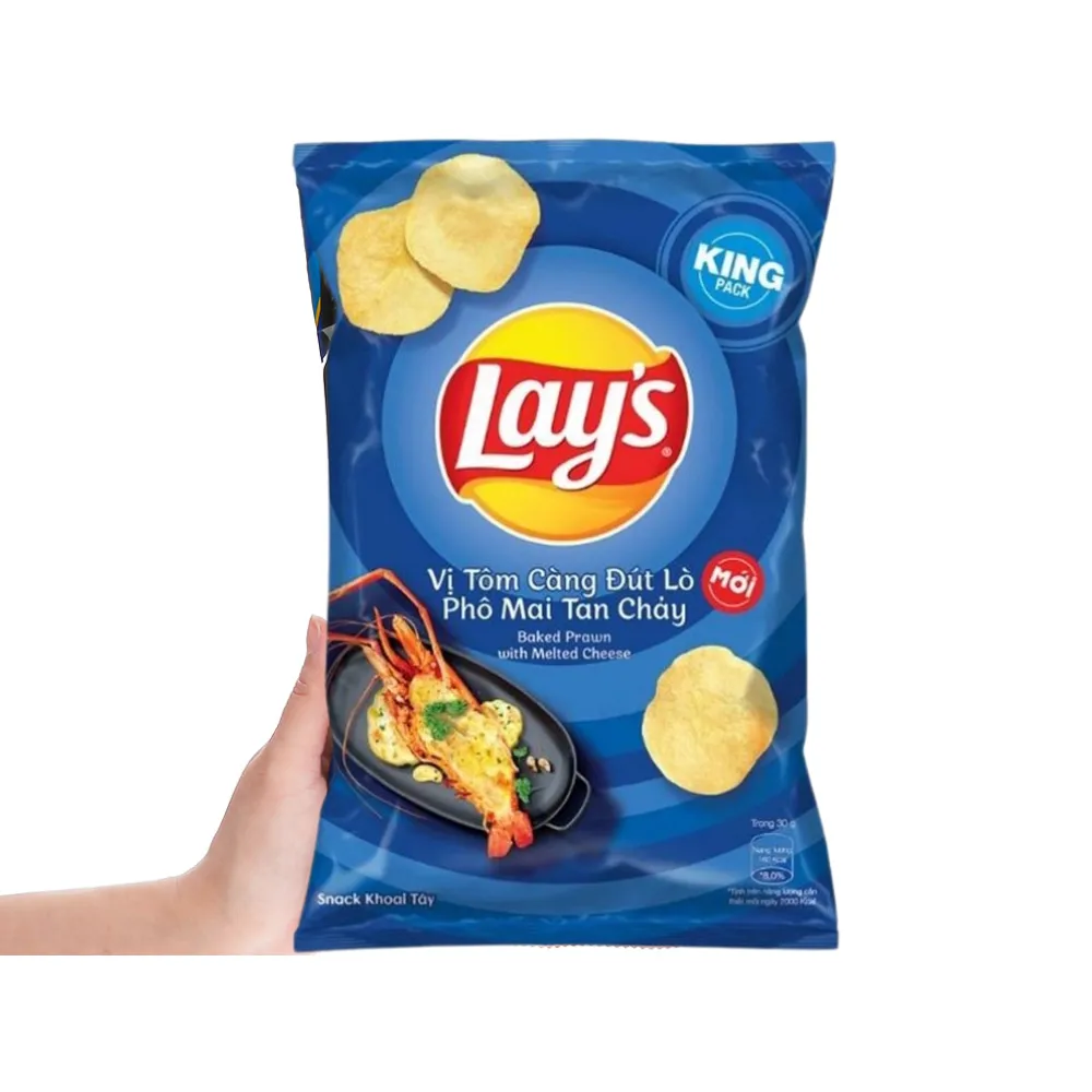 Lốc 10 gói snack khoai tây Lay's tôm càng pho mai 54g