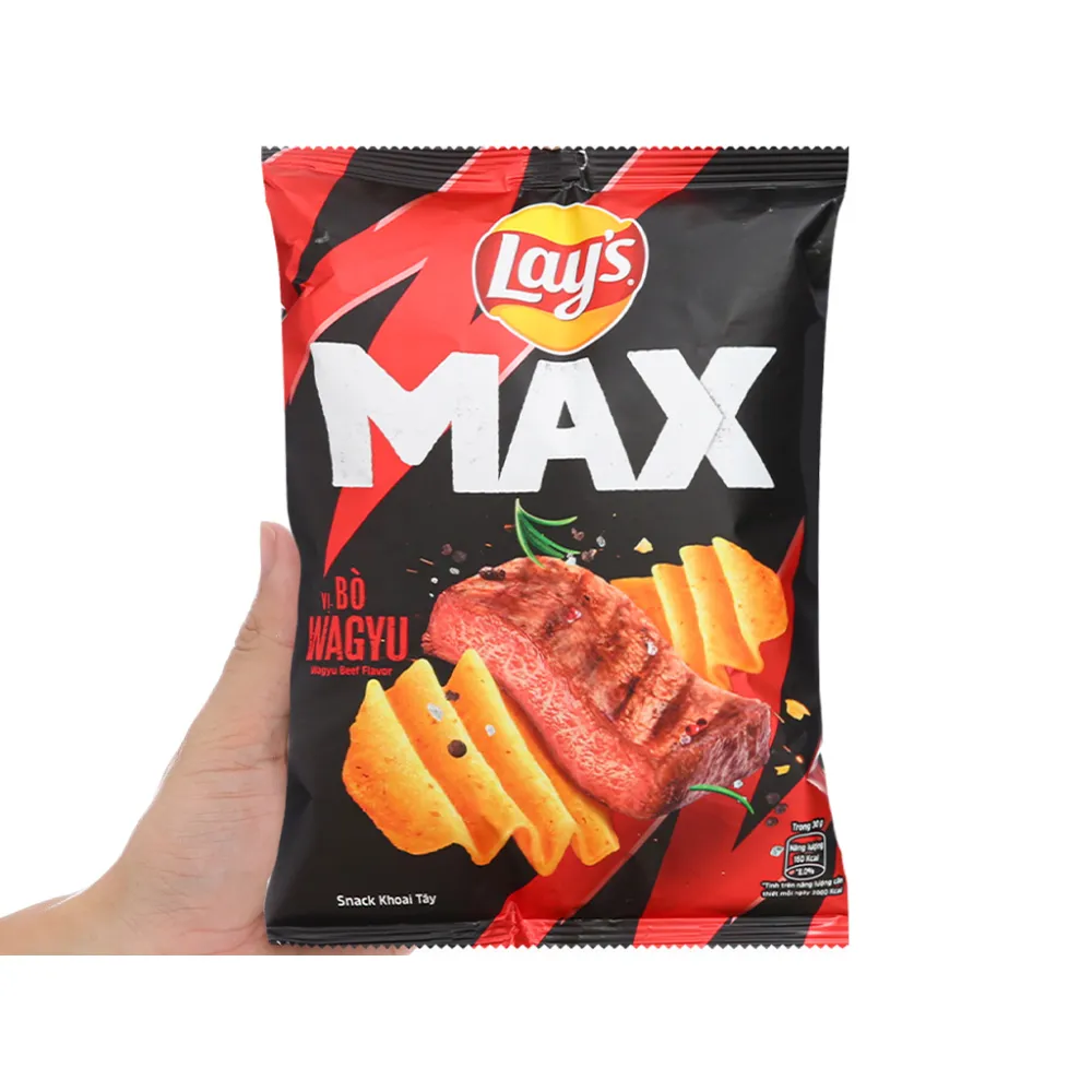 Lốc 10 gói snack khoai tây Lay's Max vị bò Wagyu 45g