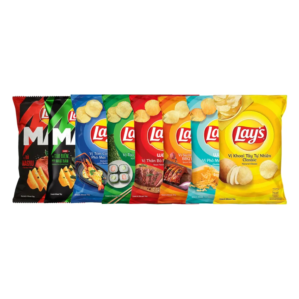 Lốc 10 gói snack khoai tây Lay's mix vị 54g