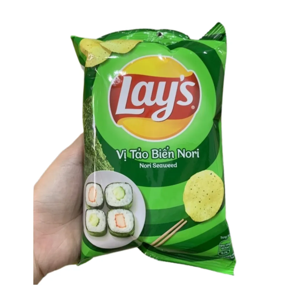 Lốc 10 gói snack khoai tây Lay's vị tảo biển Nori 32g