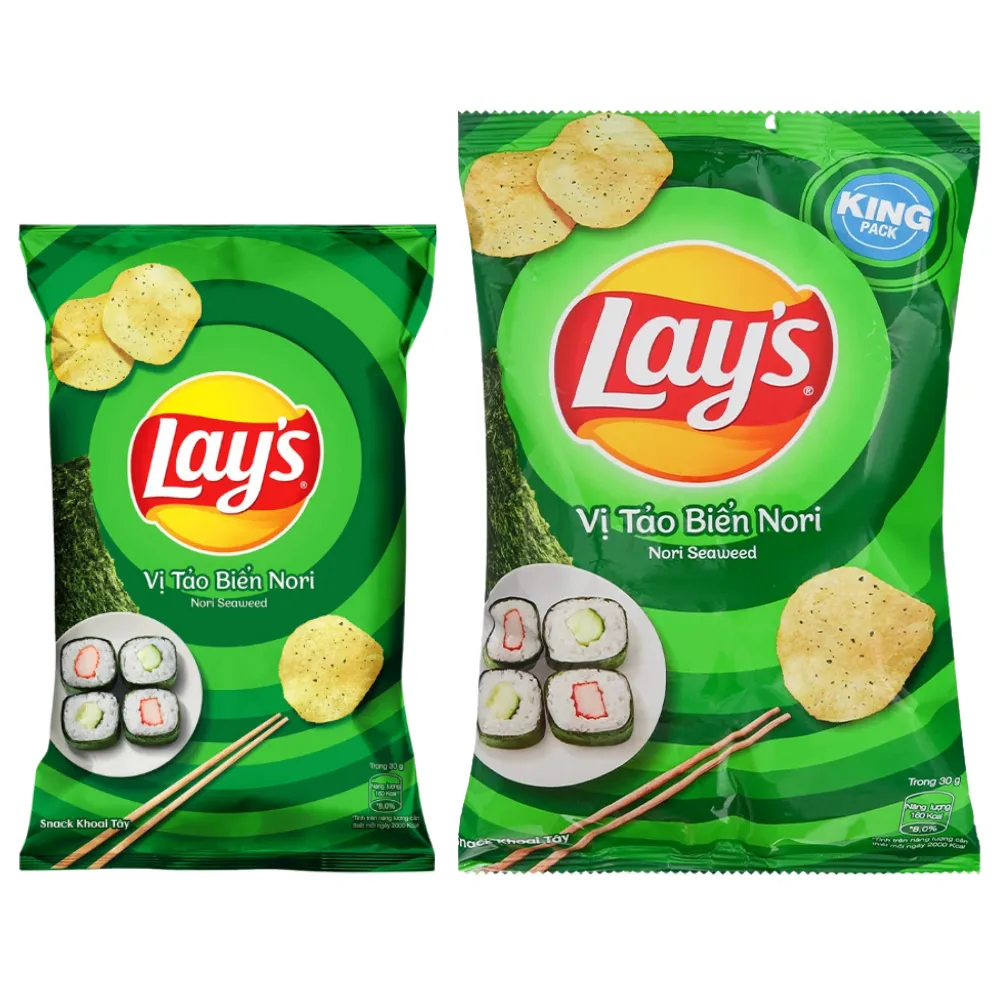 Lốc 10 gói snack khoai tây Lay's vị tảo biển Nori 54g