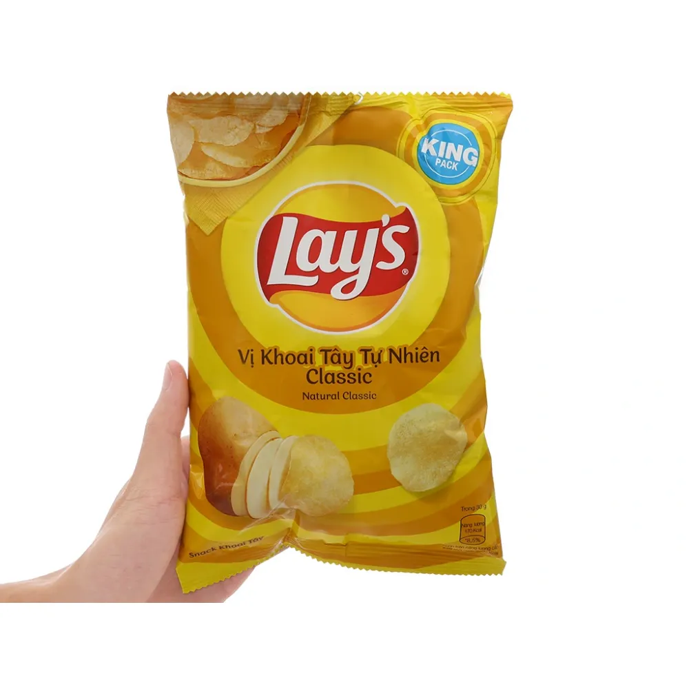 Lốc 10 gói snack khoai tây Lay's vị tự nhiên 54g
