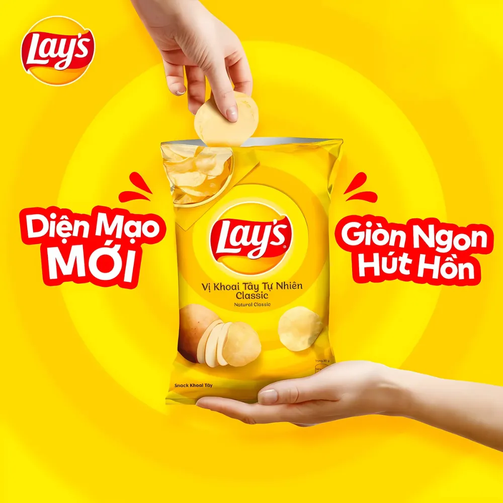 Lốc 10 gói snack khoai tây Lay's vị tự nhiên 54g