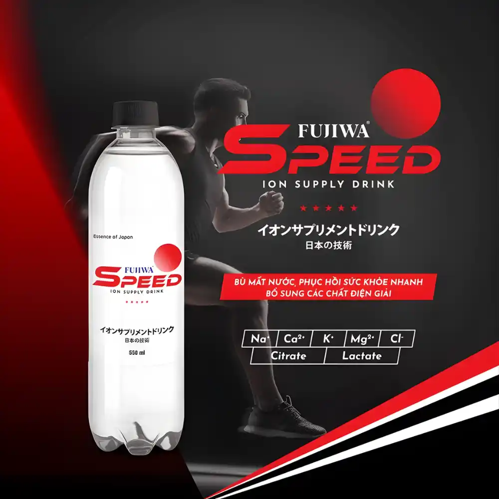 Lốc 12 chai nước uống bổ sung ion Fujiwa Speed 550ml