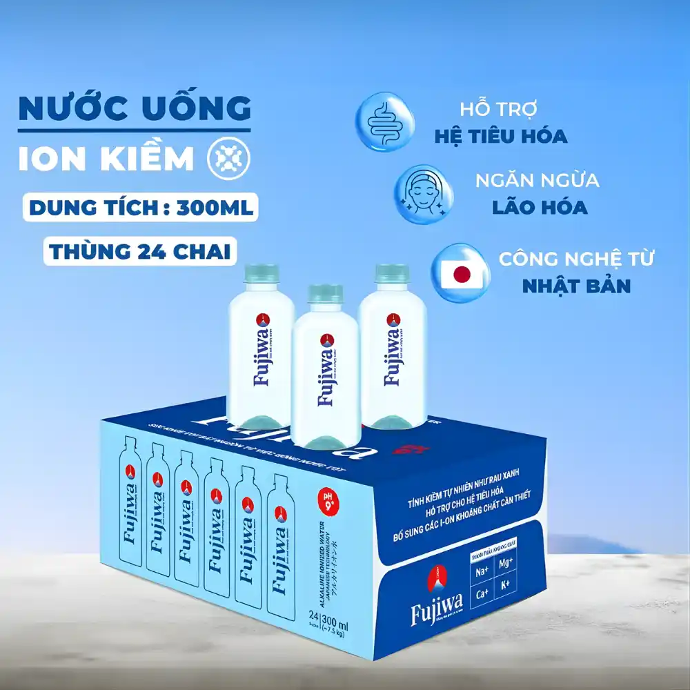 Lốc 12 chai nước ion kiềm cao cấp Fujiwa 300ml