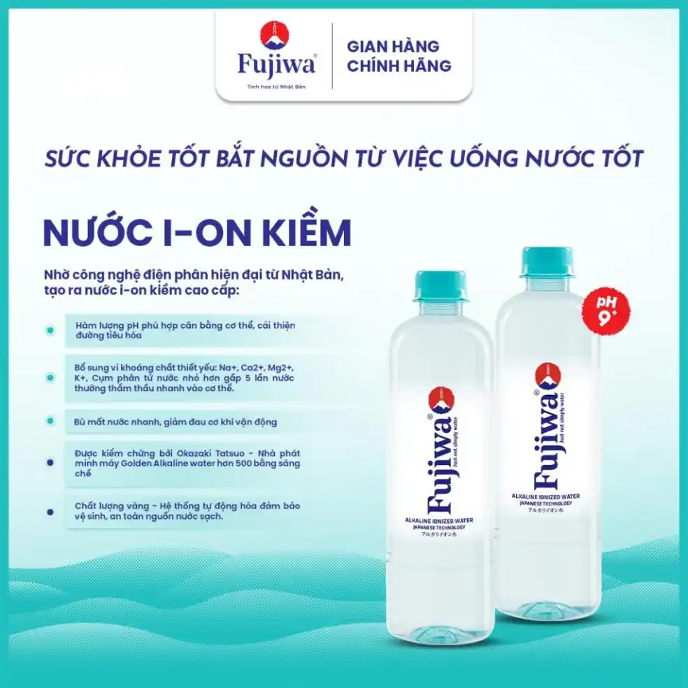 Lốc 12 chai nước ion kiềm cao cấp Fujiwa 450ml