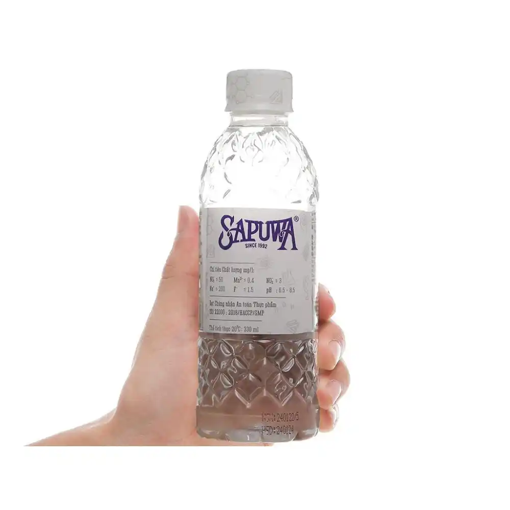 Lốc 12 chai nước uống tinh khiết Sapuwa 330ml