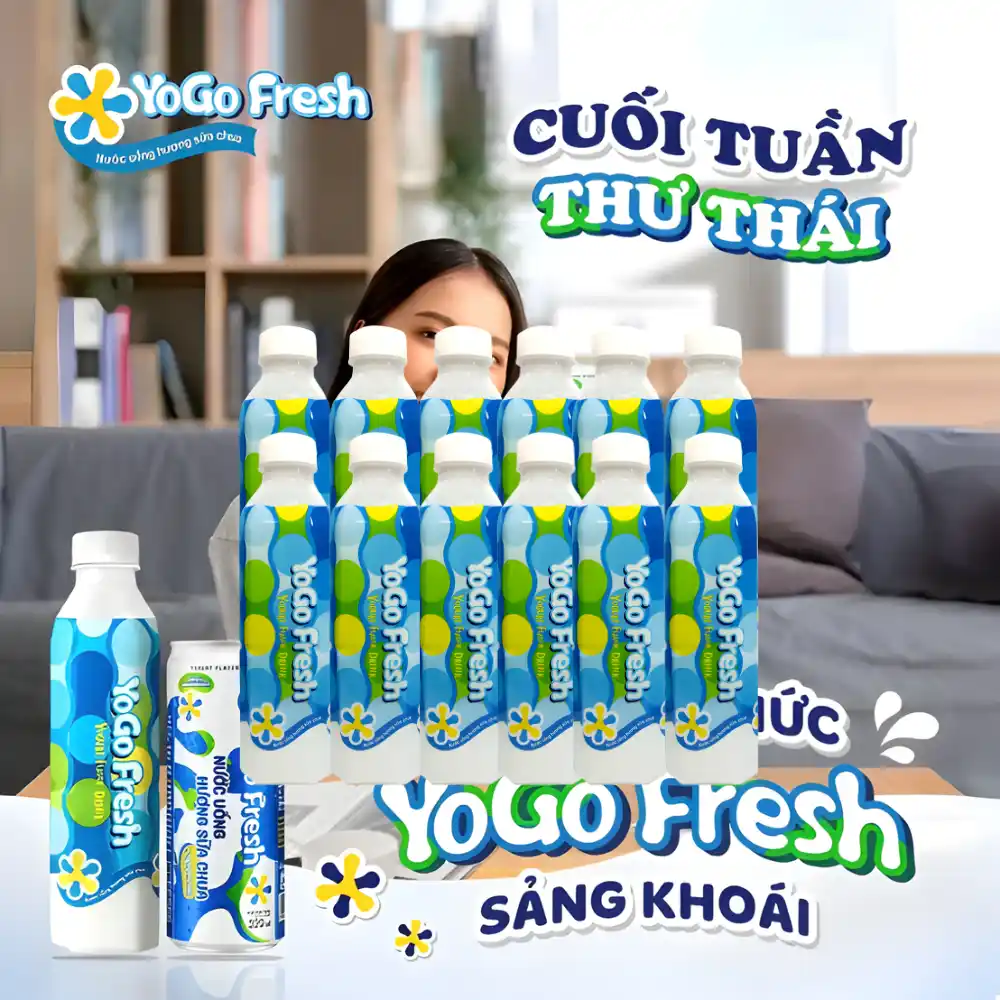 Lốc 12 chai nước uống hương sữa chua Yogo fresh 580ml