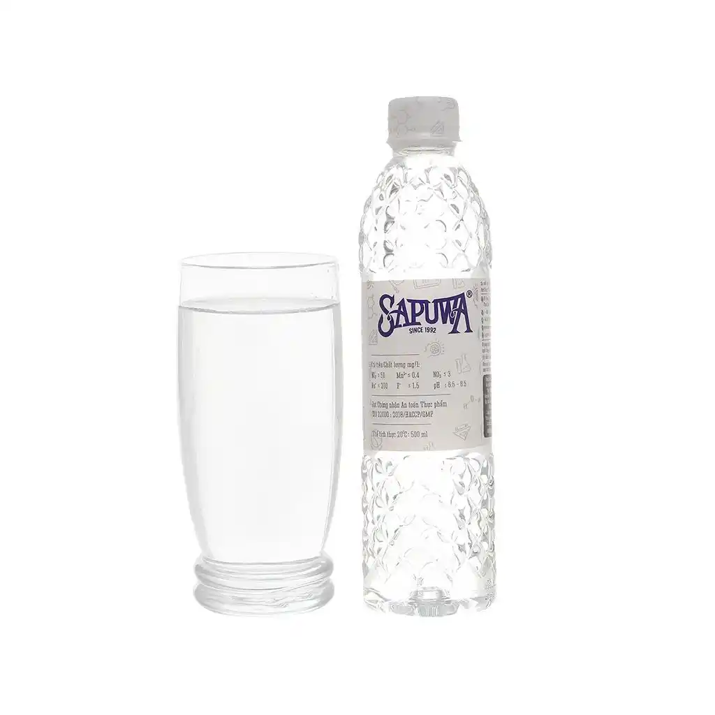 Lốc 12 chai nước uống tinh khiết Sapuwa 500ml