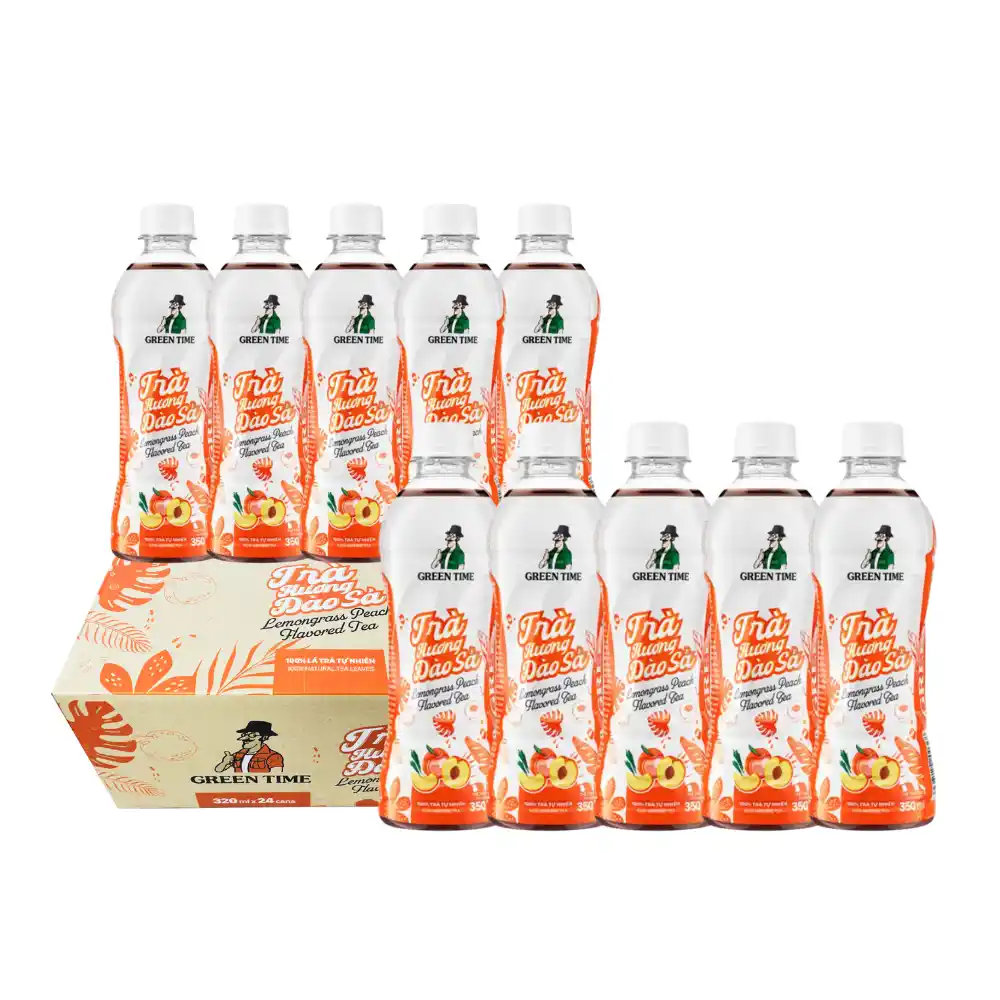 Lốc 12 chai Trà Greentime hương đào sả 350ml