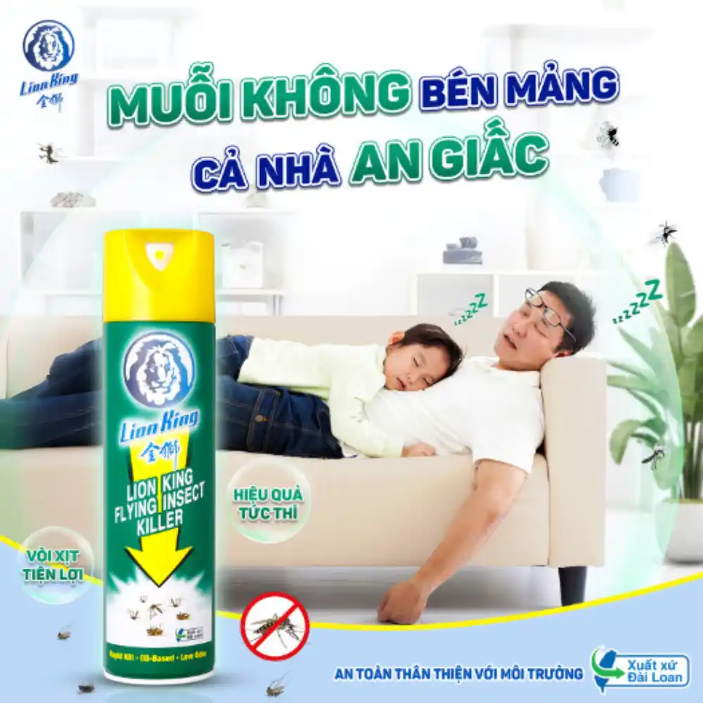 Lốc 12 chai bình xịt ruồi muỗi Lion King 600ml