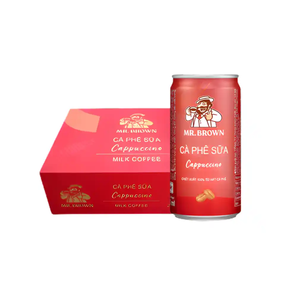 Lốc 12 lon cà phê Mr.Brown Cappuccino 240ml