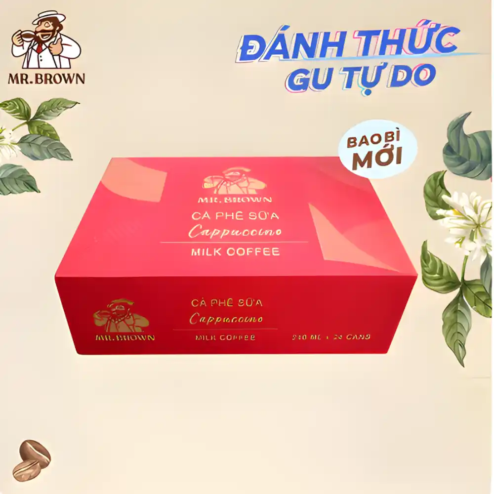 Lốc 12 lon cà phê Mr.Brown Cappuccino 240ml