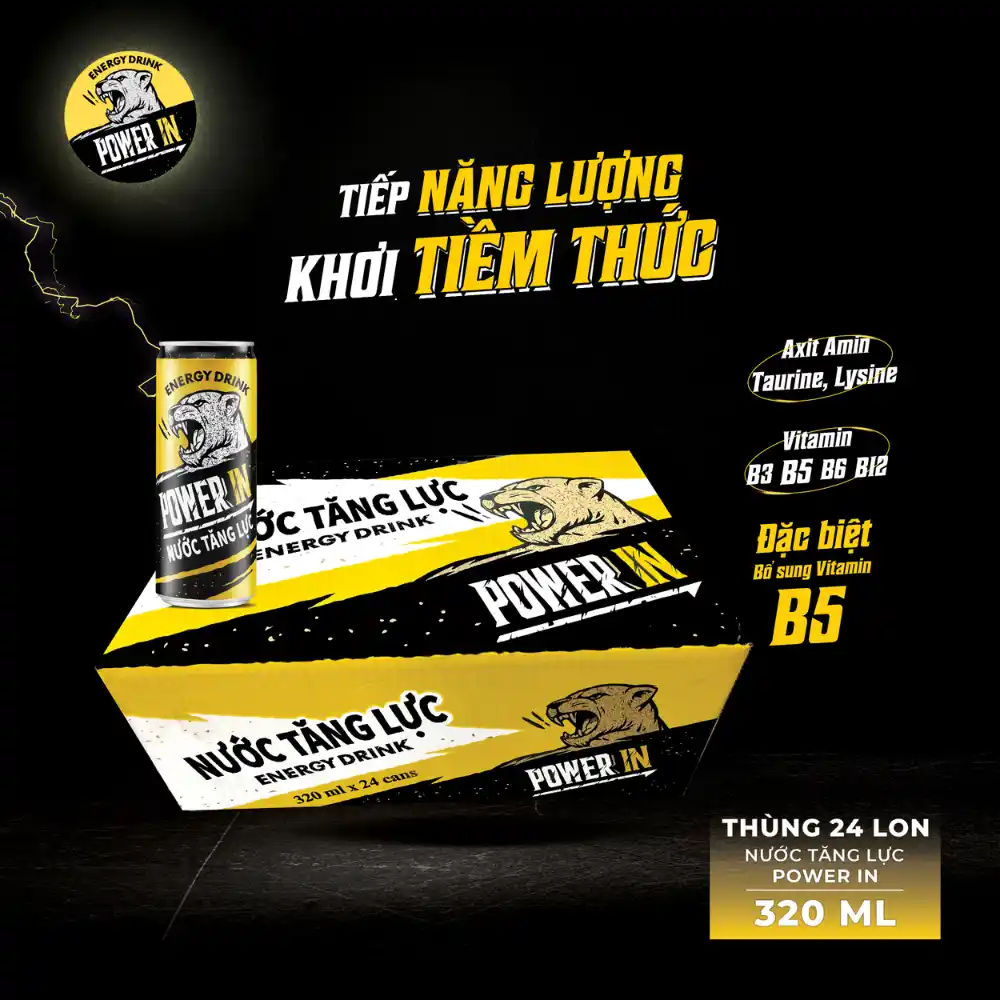 Lốc 12 lon nước tăng lực Power In 320ml