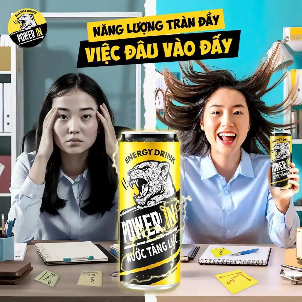 Lốc 12 lon nước tăng lực Power In 320ml