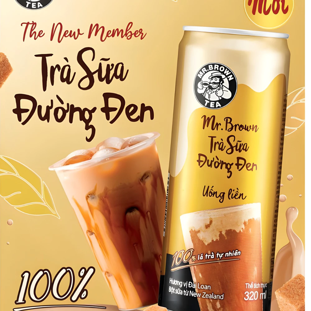 Lốc 12 lon trà sữa Mr.Brown đường đen 320ml