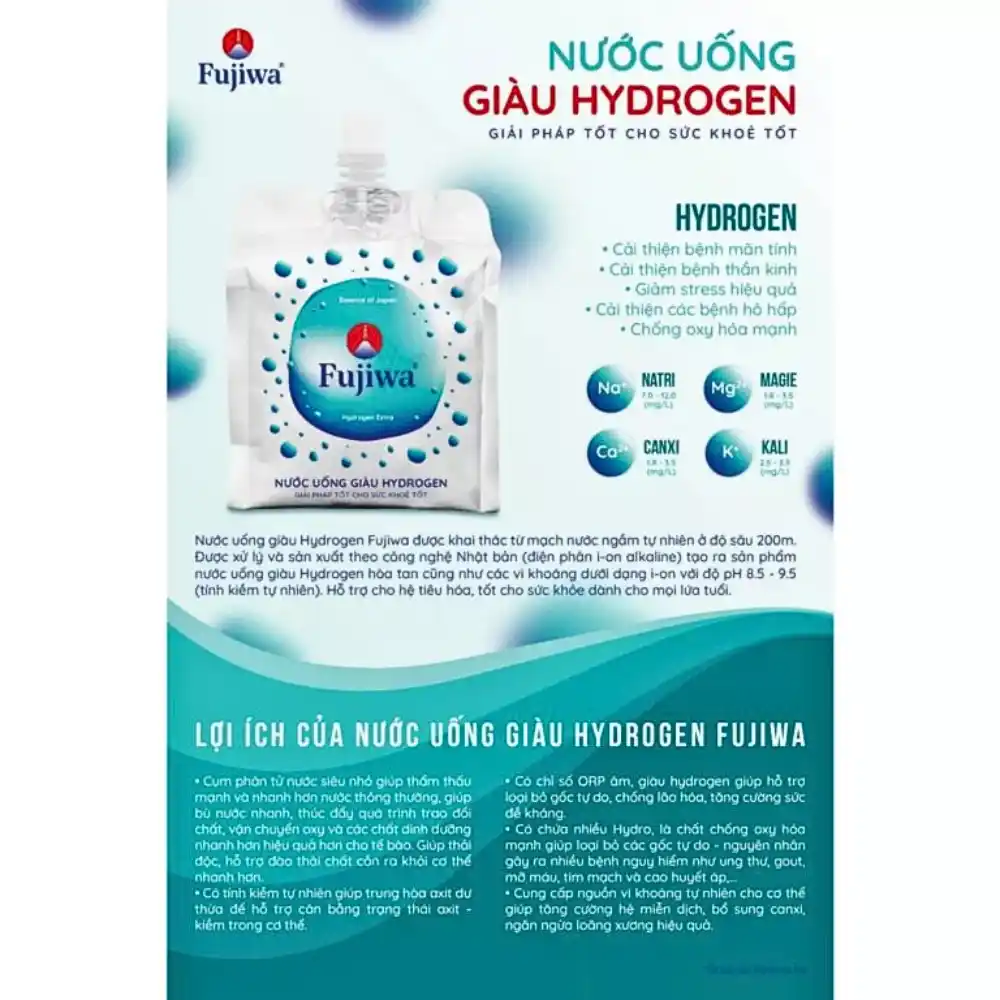 Lốc 12 túi nước uống giàu hydrogen Fujiwa 270ml