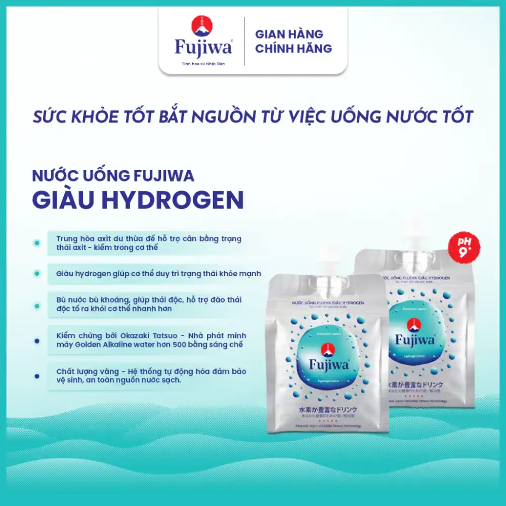 Lốc 24 túi nước uống giàu hydrogen Fujiwa 270ml