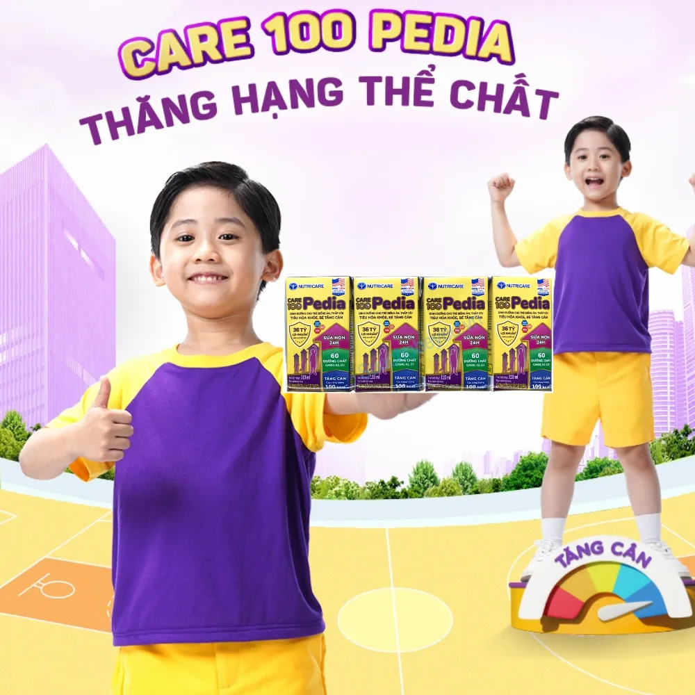 Lốc 4 hộp sữa bột pha sẵn Care 100 Pedia 110ml