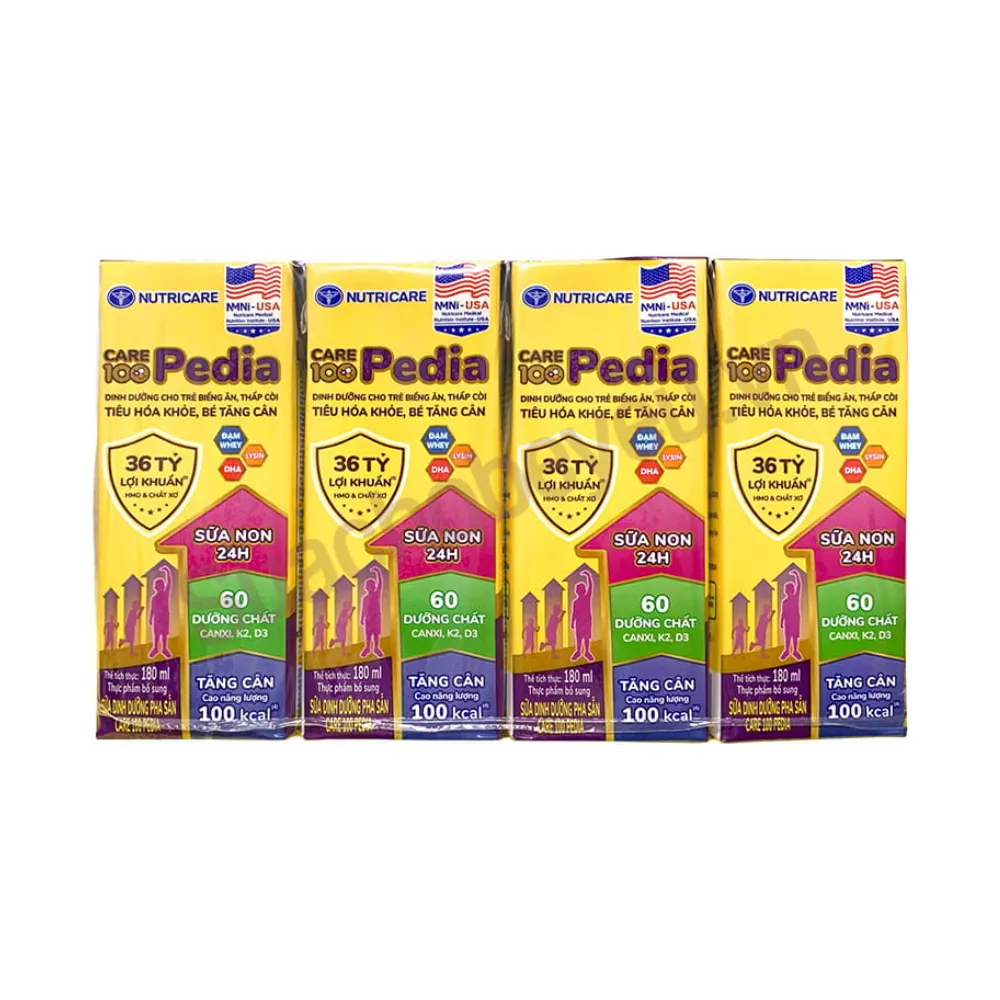 Lốc 4 hộp sữa bột pha sẵn Care 100 Pedia 180ml