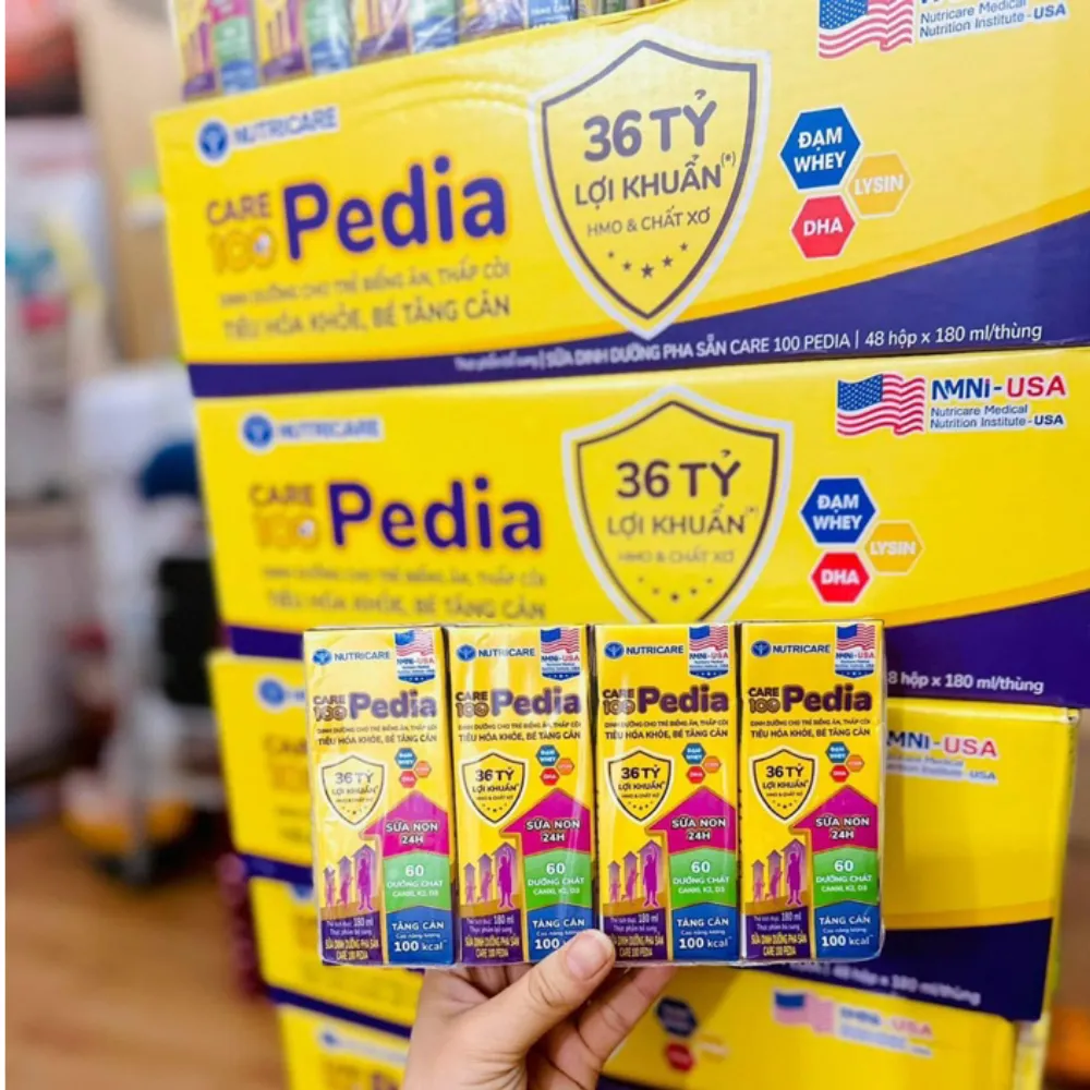 Lốc 4 hộp sữa bột pha sẵn Care 100 Pedia 180ml