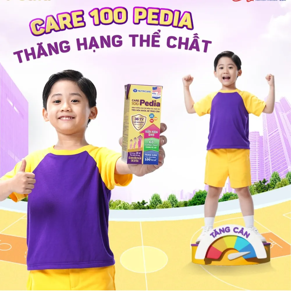 Lốc 4 hộp sữa bột pha sẵn Care 100 Pedia 180ml