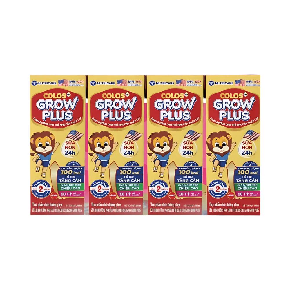 Lốc 4 hộp sữa bột pha sẵn Colos 24h Grow Plus 180ml