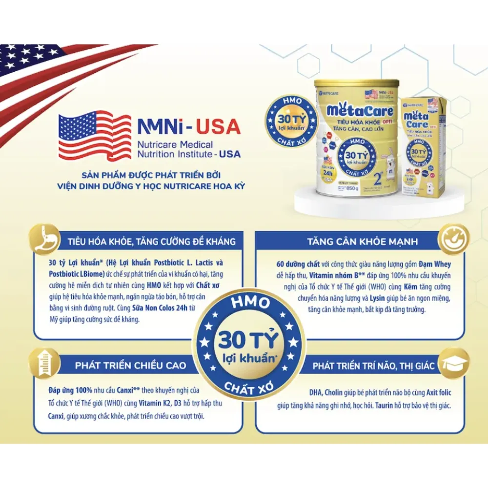 Lốc 4 hộp sữa bột pha sẵn Nutricare MetaCare Opti 110ml