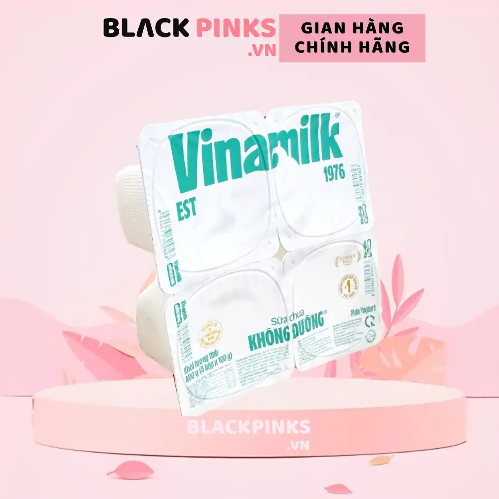 Lốc 4 hộp sữa chua Vinamilk có đường/ít đường/không đường 100g
