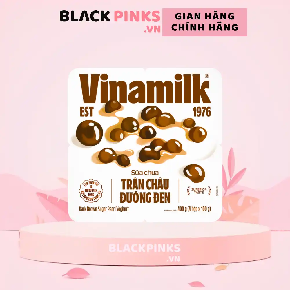 Lốc 4 hộp sữa chua Vinamilk trái cây/dâu/lựu đỏ ít đường/nếp cẩm/trân châu đường đen 100g