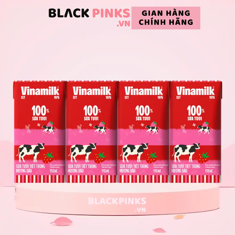 Lốc 4 hộp sữa tươi tiệt trùng Vinamilk hương dâu/socola 110/180ml