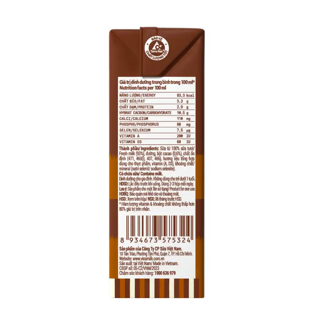 Lốc 4 hộp sữa tươi tiệt trùng Vinamilk hương dâu/socola 110/180ml