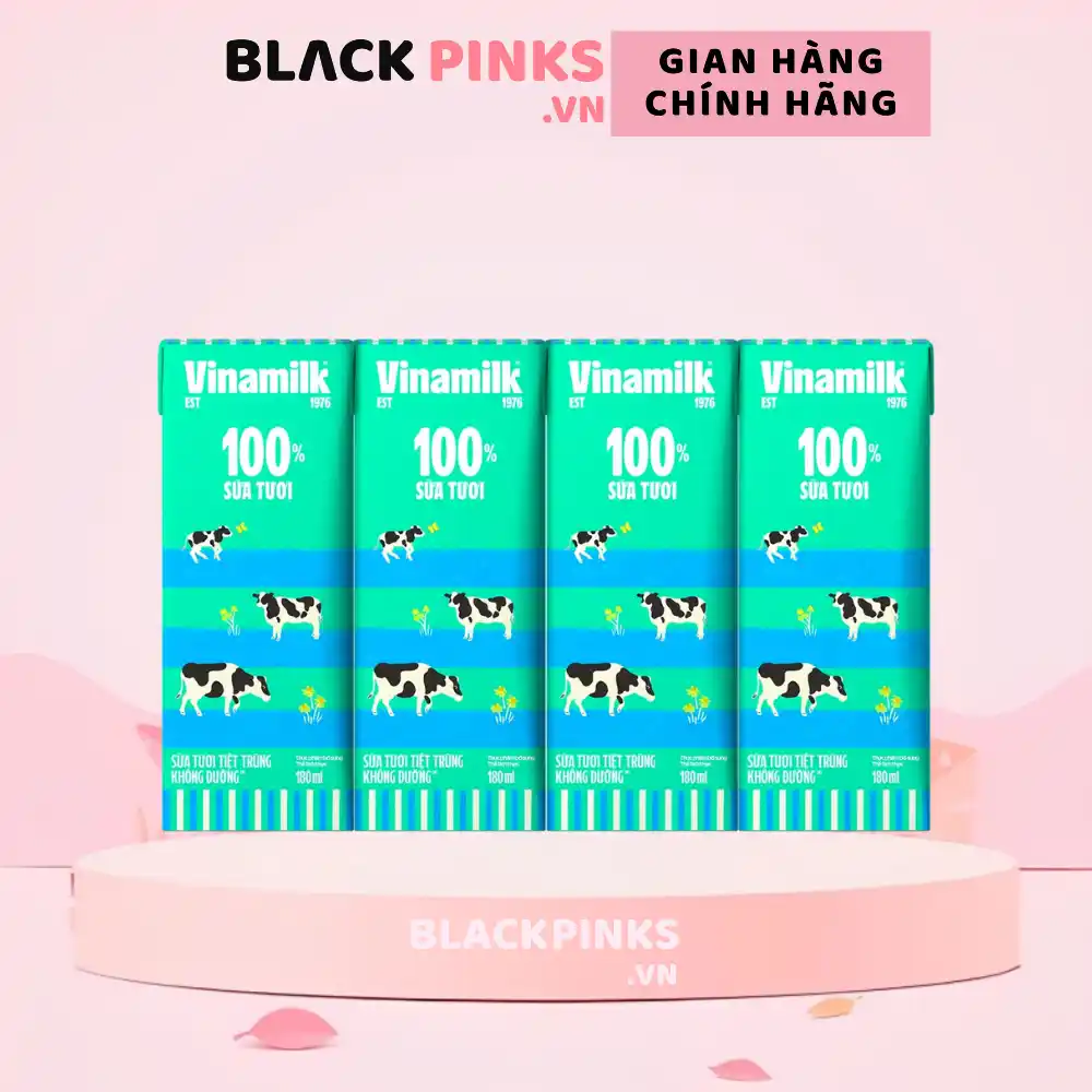 Lốc 4 hộp sữa tươi tiệt trùng Vinamilk không đường 110/180ml