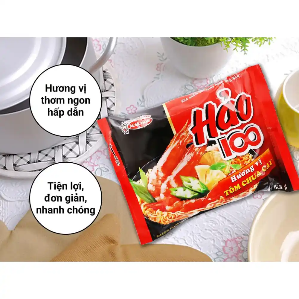 Lốc 5 gói mì Hảo Hảo 100 tôm chua cay gói 65g