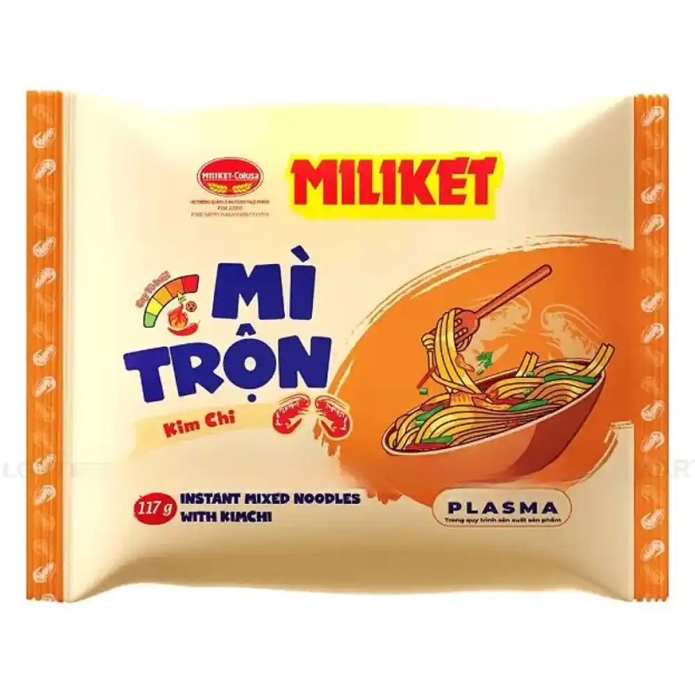 Lốc 5 gói mì trộn Miliket vị phô mai/kebab/carbonara/cà ri/kim chi gói 117g