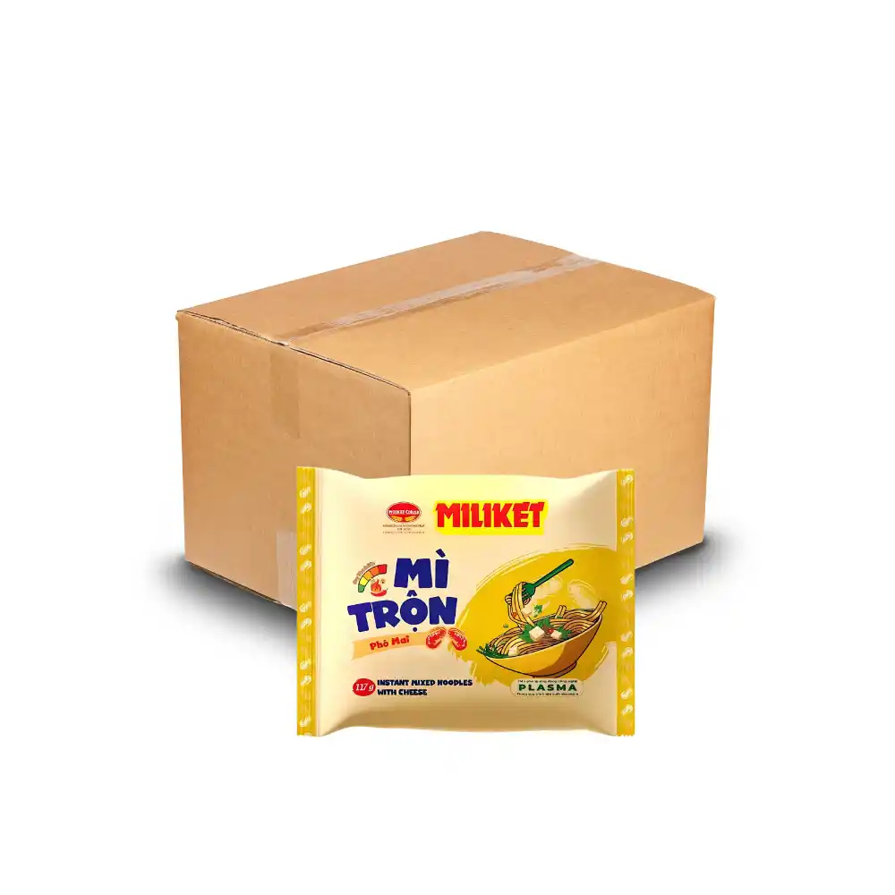 Lốc 5 gói mì trộn Miliket vị phô mai/kebab/carbonara/cà ri/kim chi gói 117g