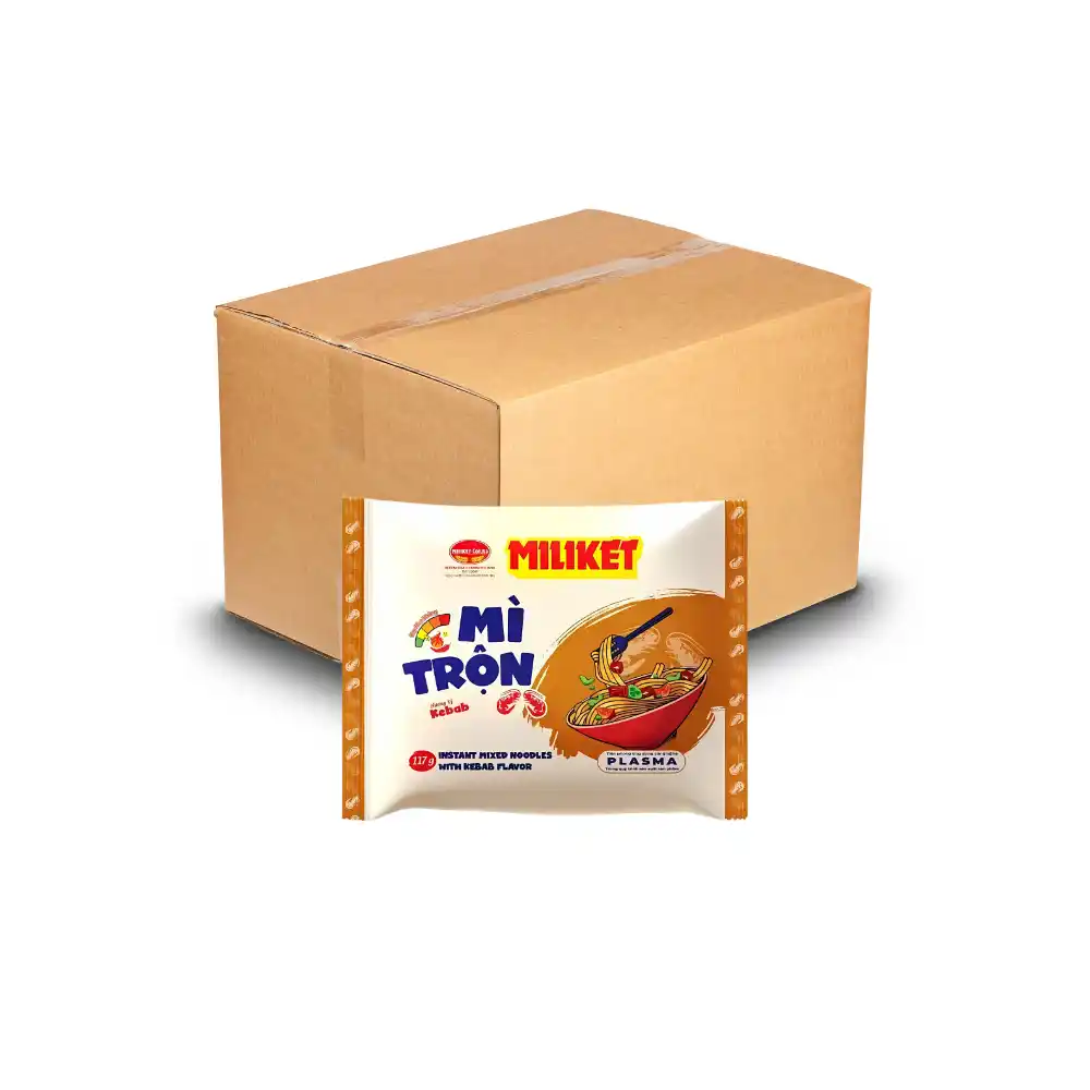 Lốc 5 gói mì trộn Miliket vị phô mai/kebab/carbonara/cà ri/kim chi gói 117g