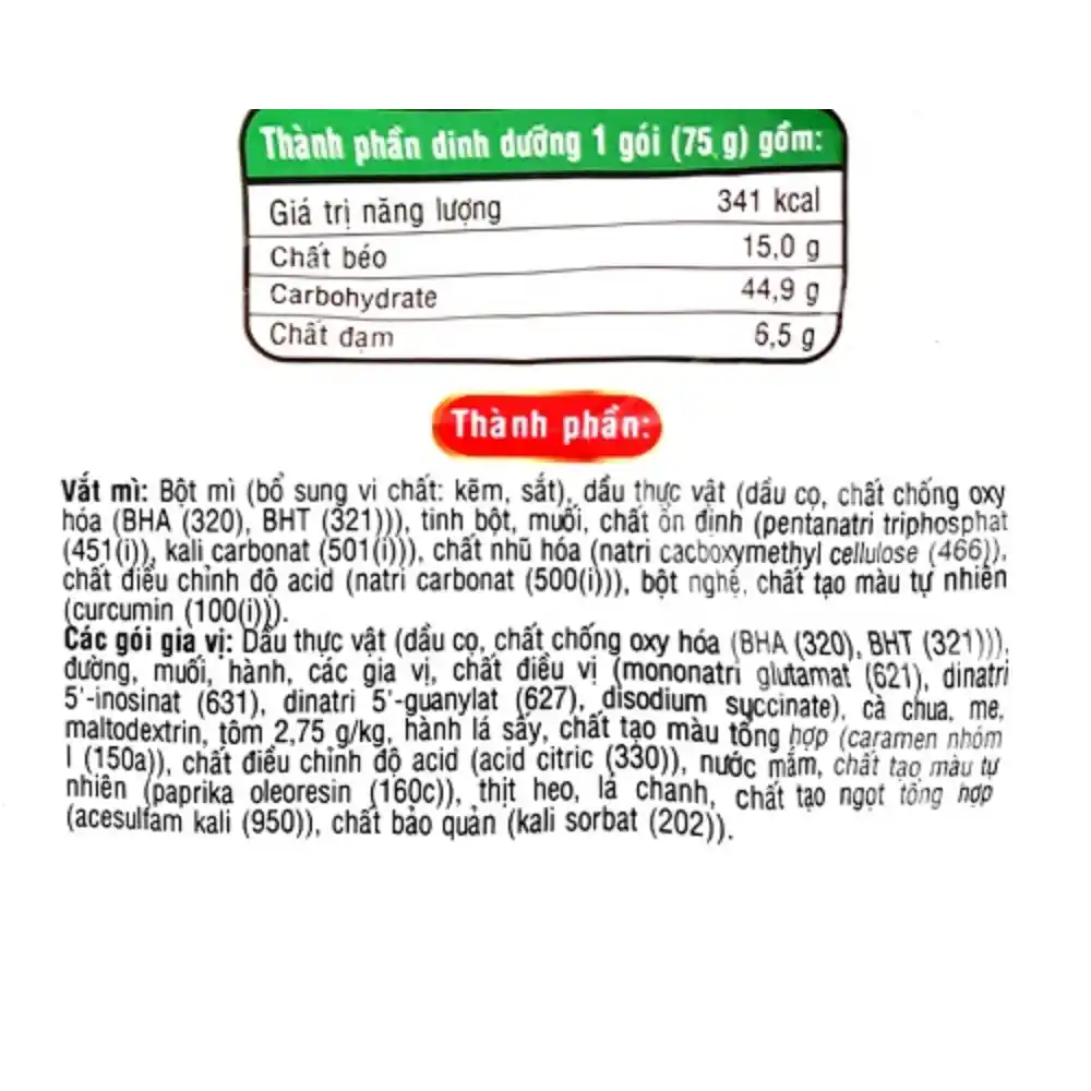 Lốc 5 gói mì xào khô Hảo Hảo tôm chua ngọt/tôm hành gói 75g